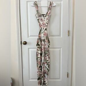 Tropical Floral Backless Maxi Dress